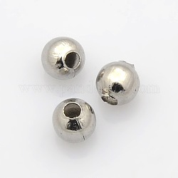 Perles d'espacement en acier inoxydable chirurgical rond 316, couleur inoxydable, 4mm, Trou: 1mm