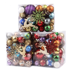 Decoraciones colgantes de navidad, bola electrochapada de pvc, con cordón metálico dorado / plateado, regalo de ornamento, color mezclado, 3~8 cm, sobre 60~70pcs / box.
