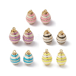 Rack Plating Brass Enamel Pendants, with Cubic Zirconia, Oval Charm, with Jump Ring, Long-Lasting Plated, Real 18K Gold Plated, Mixed Color, 21x13mm, Jump Ring: 6x1mm, inner diameter: 4mm.