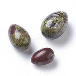 Conjuntos de colgantes de jaspe de riolita natural, piedra de huevo, 45~46x30 mm, 39~40x25~25.5 mm, 30~31x20~20.5 mm, agujero: 1.5~2 mm, 3 piezas / juego