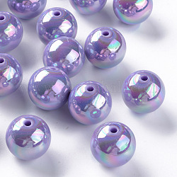 Perline acrilico opaco, ab colore placcato, tondo, viola medio, 20x19mm, Foro: 2~3 mm, circa 111pcs/500g