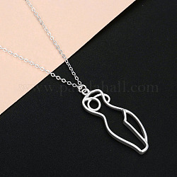 Alloy Female Body Pendant Necklace, Feminism Jewelry for Women, Silver, 17.72 inch(45cm)
