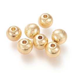 Messing Perlen, langlebig plattiert, strukturiert, solide Runde, echtes 18k vergoldet, 10x9 mm, Bohrung: 2 mm