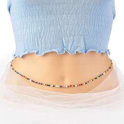 Perle de taille de bijoux d'été, chaîne de corps, chaîne de ventre en perles de rocaille, bijoux de bikini pour femme fille, colorées, 31.5 pouce (80 cm)