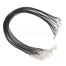 Fabrication de collier en cordon ciré avec les accessoires en fer, noir, 17 pouce, épaisseur de 2mm