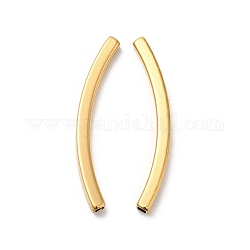 Perlas de tubo de 304 acero inoxidable, tubo curvado, real 18k chapado en oro, 40x5x3mm, agujero: 2x2 mm