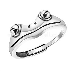 Shegrace anello regolabile con 925 rana in argento sterling placcato rodio, platino, taglia 7 degli stati uniti, diametro interno: 18mm