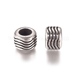 304 perline europei in acciaio inox, perline con foro grande, rondelle, argento antico, 9.2x6.8mm, Foro: 5 mm