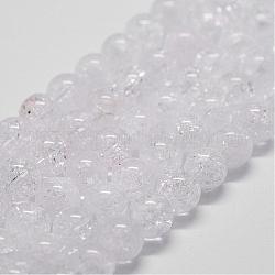 Chapelets de perles en quartz naturel craquelé, ronde, 14mm, Trou: 1mm, Environ 25 pcs/chapelet, 14.9 pouce ~ 15.1 pouces
