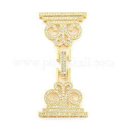Rack Plating Brass Micro Pave Clear Cubic Zirconia Fold Over Clasps, Long-Lasting Plated, Lead Free & Cadmium Free, Flower, Real 18K Gold Plated, 57x26mm, Hole: 4.7x5.5mm and 2x5mm and 2x3.8mm