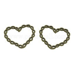 Tibetan Style Alloy Heart Linking Rings, Cadmium Free & Nickel Free & Lead Free, Antique Bronze, 26x33x2mm
