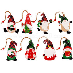 8 set di ornamenti appesi in legno di Babbo Natale, fette di legno appese artigianato, per le decorazioni dell'albero di Natale della festa, colore misto, 101.5x52.5mm