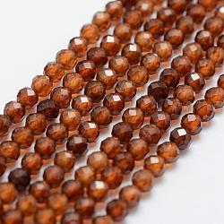 Granato naturale fili di perle, tondo, sfaccettato, 4mm, Foro: 0.5 mm, circa 103~110pcs/filo, 15.3 pollice (39 cm)