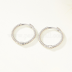 Boucles d'oreilles créoles 925 en argent sterling rhodié, anneau rond, platine, 14mm