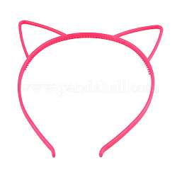 Bandes de cheveux en plastique oreille de chat mignon, accessoires de cheveux pour les filles, rose foncé, 165x145x6mm