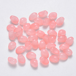 Spray Painted Imitation Jade Glass Charms, Oval, Pink, 8.5x6x4.5mm, Hole: 1mm