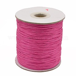 Hilo de nylon, cable de la joya de nylon para las pulseras que hacen, redondo, color de rosa caliente, 1 mm de diámetro, 225 yardas / rodillo