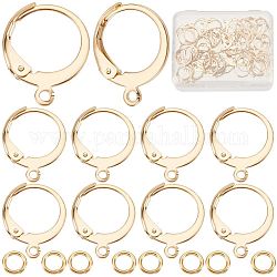 CREATCABIN 60Pcs 304 Stainless Steel Leverback Earring Findings, with Horizontal Loops, with 30Pcs Jump Rings, Real 24K Gold Plated, 14.5x12.5x2mm, Hole: 1.2mm