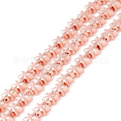 Electroplate Synthetic Non-magnetic Hematite Beads, Star, Rose Gold Plated, 7.5x7x3.5mm, Hole: 1mm, about 44~61pcs/strand, 11.02 inch(28cm)~15.55 inch(39.5cm)