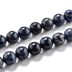 Hebras naturales de perlas de cuarzo de dumortierita, redondo, 8.5mm, agujero: 1.2 mm, aproximamente 45 pcs / cadena, 15.08'' (38.3 cm)