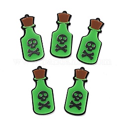 Акриловые подвески, Хэллоуин, бутылка с черепом, зеленый лайм, 43x19x4 мм, отверстие : 1.6 мм