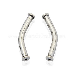 Tibetan Style Alloy Curved Tube Beads, Curved Tube Noodle Beads, Antique Silver, 32x3mm, Hole: 1mm
