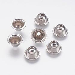 304 Edelstahl Perlenkappen, apetalous, Edelstahl Farbe, 8.5x4.5 mm, Bohrung: 2 mm