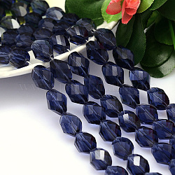 Faceted Polyhedron Imitation Austrian Crystal Bead Strands, Grade AAA, Midnight Blue, 13x10mm, Hole: 0.9~1mm, about 30pcs/strand, 15.7 inch