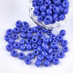 Backlack Glasperlen, Runde, königsblau, 5~6x3~5 mm, Bohrung: 1.2~2 mm, ca. 2500 Stk. / Beutel