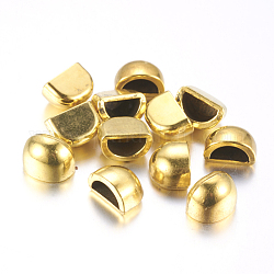 Tibetan Style Alloy Belt Cord Tip Findings, Lead Free & Nickel Free, Antique Golden, 10x13.5x8.5mm, Hole: 10x5mm