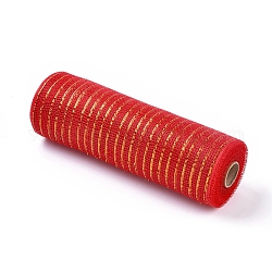 Poly-Mesh-Band, mit Metallfolie, für Kränze, Swags und Dekorieren, rot, 25 cm, etwa 10 yards / Rolle (9.14 m / Rolle)