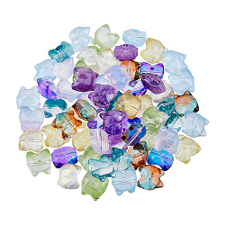 Superfindings 144 pièces 9 couleurs perles de verre peintes à la bombe transparentes, ours, couleur mixte, 13x13x9mm, Trou: 1.2mm, 16 pcs / couleur