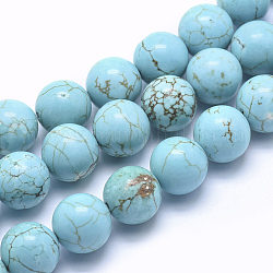 Brins de perles de magnésite naturelle, teints et chauffée, ronde, 12mm, Trou: 1mm, Environ 33 pcs/chapelet, 15.5 pouce (39.5 cm)