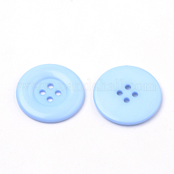 4-Agujero botones acrílicos, plano y redondo, el cielo azul, 34x3mm, agujero: 3 mm