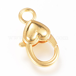 Fermagli di lobster claw in lega, cuore, oro, 26.5x14x6.5mm, Foro: 4 mm