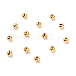 Brass Spacer Beads, Long-Lasting Plated, Round, Real 18K Gold Plated, 4mm, Hole: 1mm