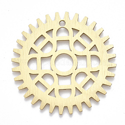 Grandi pendenti in alluminio, ciondoli steampunk tagliati al laser, ingranaggio, oro, 50x1mm, Foro: 3 mm