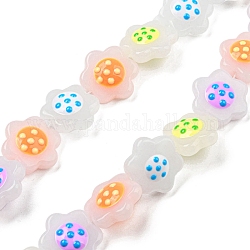 Chapelets de perles en verre, avec l'émail, fleur, colorées, 18x19.5~20x7.5~8mm, Trou: 1.4mm, Environ 20 pcs/chapelet, 13.11'' (33.3 cm)