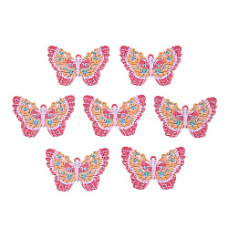 430 Filigrane Edelstahlanhänger sprühlackiert, Schmetterlings-Charme, neon rosa , 17x25x0.5 mm, Bohrung: 1 mm