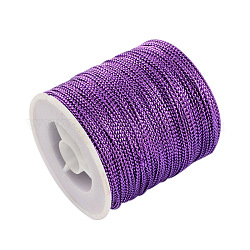 1mm Jewelry Braided Thread Metallic Threads, Polyester Threads, Purple, 1mm, about 109.36 yards(100m)/roll