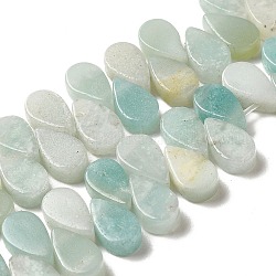 Brins de perles d'amazonite de fleurs naturelles, larme, top foré, 9~10x5~5.5x3.5~4mm, Trou: 0.7mm, Environ 40~48 pcs/chapelet, 7.09~7.28'' (18~18.5cm).