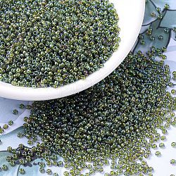 Миюки круглые бусины рокайль, японский бисер, (rr361) оливин с зеленоватым покрытием ab, 11/0, 2x1.3 мм, отверстие : 0.8 мм, Около 5500 шт / 50 г