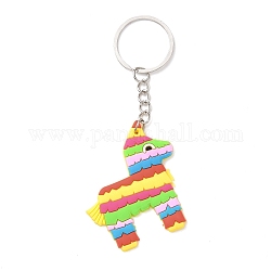 Porte-clés en plastique pvc dessin animé, pour porte-clés cadeau de décoration de fête de vacances mexicaines, motif de cheval, 10.8 cm, pendentif: 53x47x3 mm