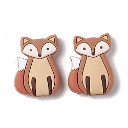 Silicone Focal Beads, Baby Fox, Wheat, 35x26.5x9mm, Hole: 2mm