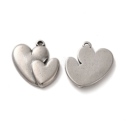 San valentino 304 ciondoli in acciaio inossidabile, fascino cuore, colore acciaio inossidabile, 19x18x3mm, Foro: 0.8 mm