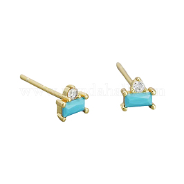Geometrische s925 silberne Zirkon-Rechteck-Ohrstecker, zartes Accessoire für den Alltag