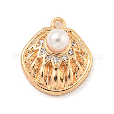 Подвески из латуни с микропаве из прозрачных кубических цирконий в пляжной тематике KK-Z072-04KCG-01-1