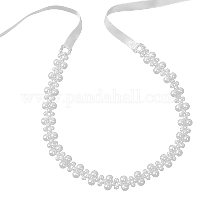 АБС-пластиковый жемчужный свадебный пояс для свадебного платья AJEW-WH20077-017-1