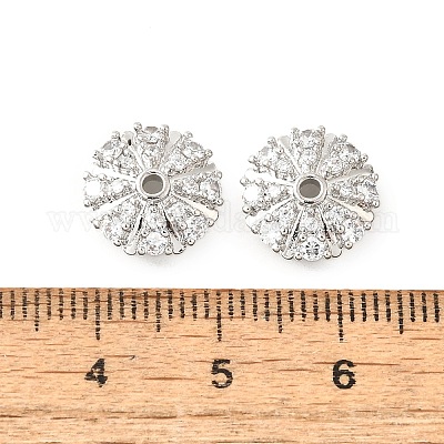 Колпачки для бусин из прозрачного кубического циркония в форме цветка из латуни KK-V008-03P-1