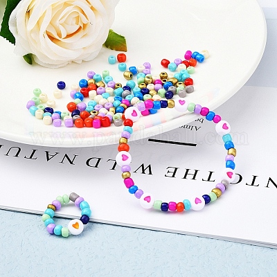 DIY Jewelry Making Kits, Including Round Glass Seed Beads, Flat Round  Acrylic Beads, Elastic Crystal Thread, Tweezers, Scissors, Alloy Clasps and  Iron